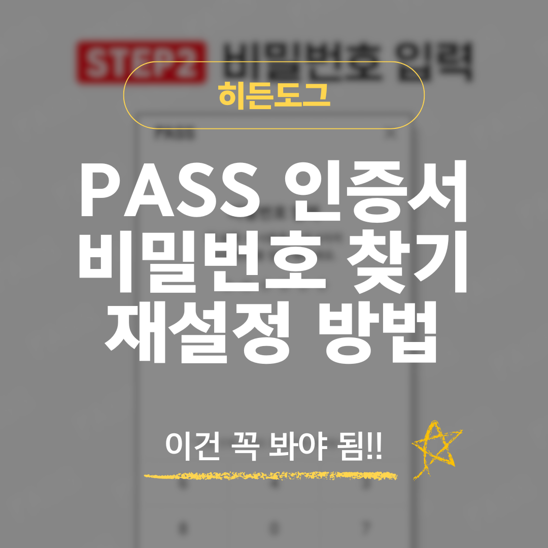 PASS 인증서 비밀번호 찾는 방법, 재설정 방법