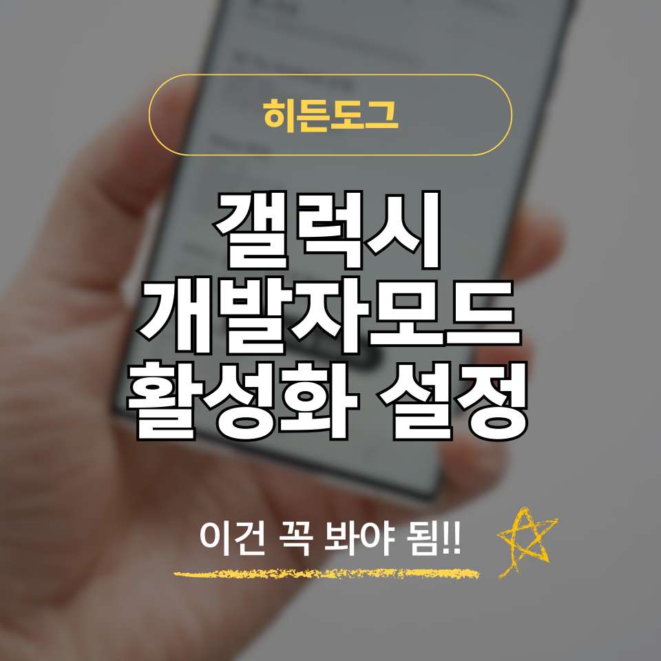 갤럭시 개발자모드 활성화 설정 방법