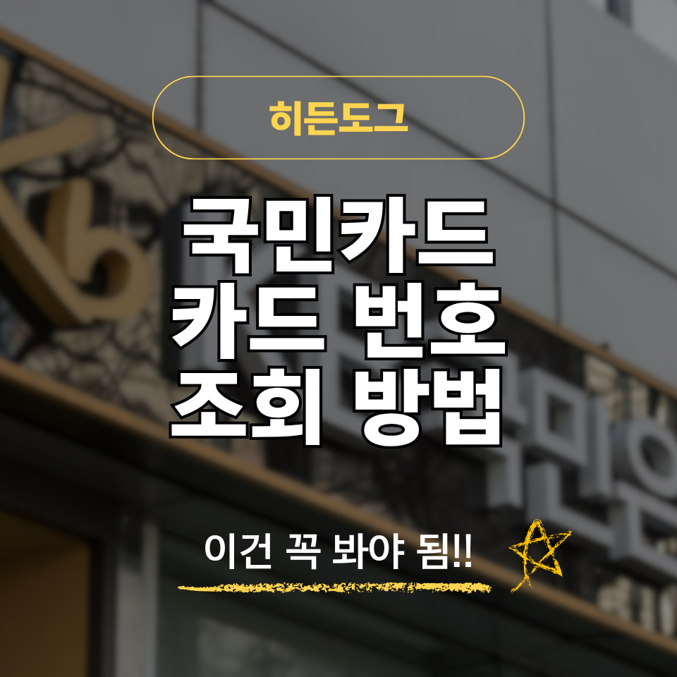 국민카드 카드 번호 조회 방법